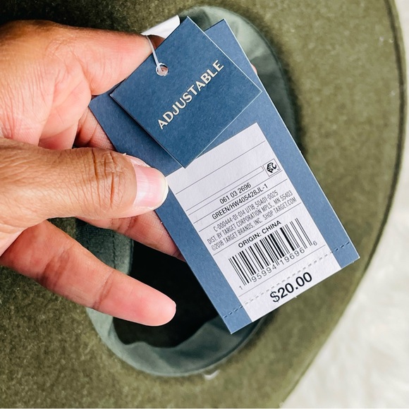 NWT Universal Thread Adjustable Fedora Wool Western Bohemian Wide Brim Green Hat - Picture 5 of 7